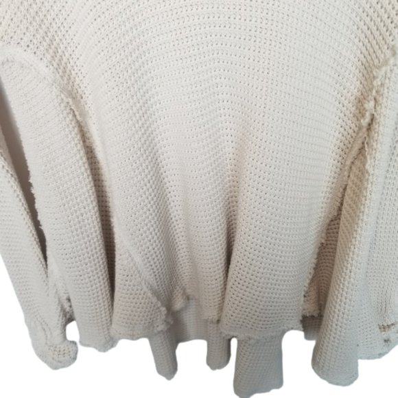 Free People Womens XS Cream Pullover Sweater Cold Shoulder Sleeves Open Knit - Picture 4 of 9